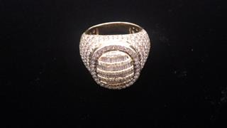 Men's 10K Diamond Cluster Oval Ring Yellow Gold 13g Size 10.5